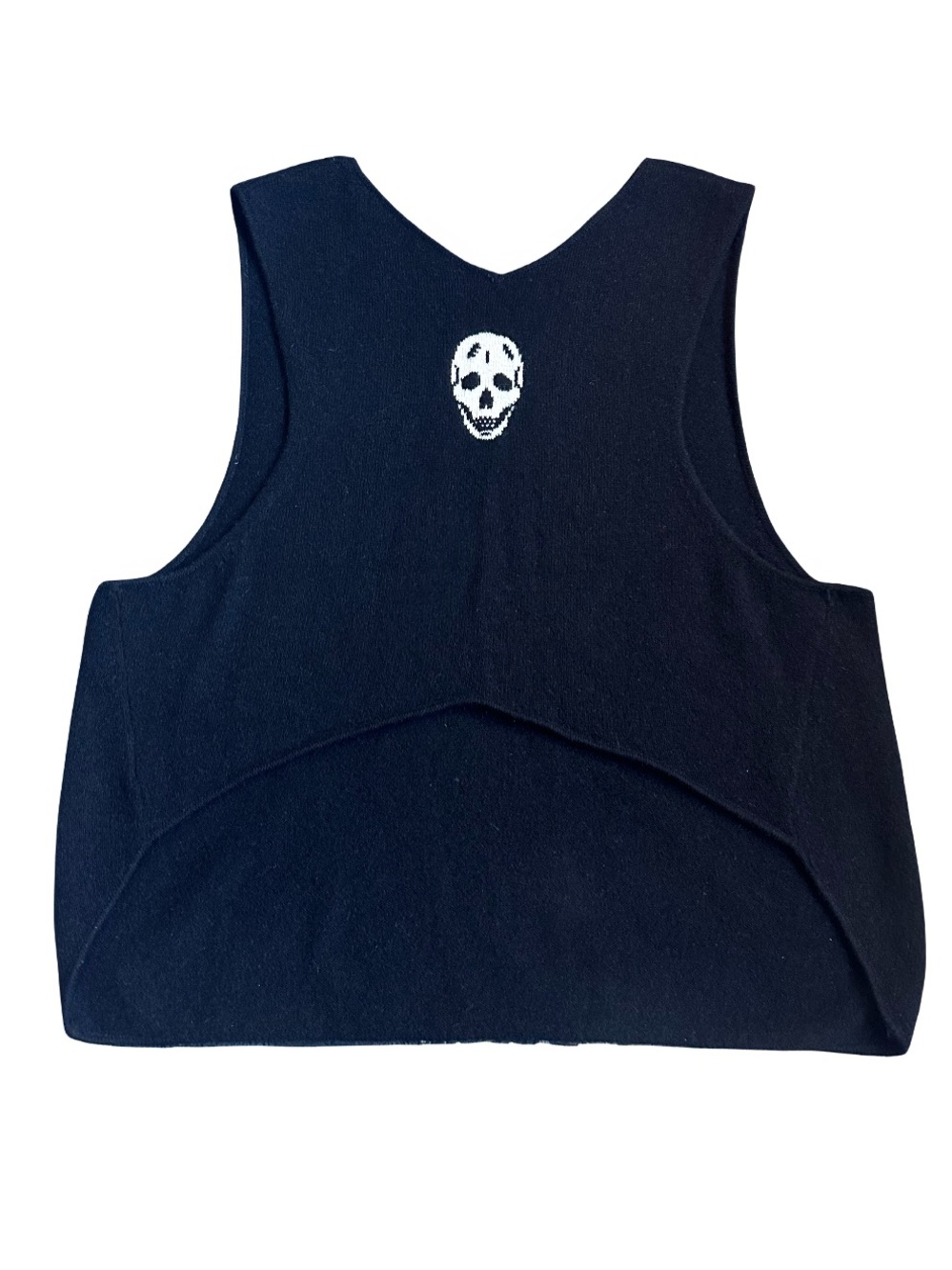 Skull Cashmere 100% Cashmere Sleeveless Tank Top Black Size Large